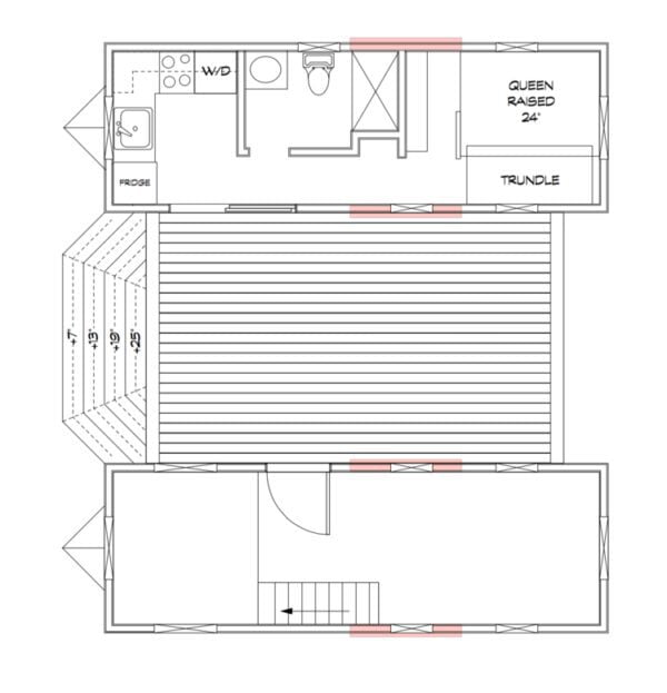 Two 24 Tiny Houses Connected by Sunroom