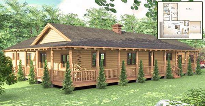 One story log house