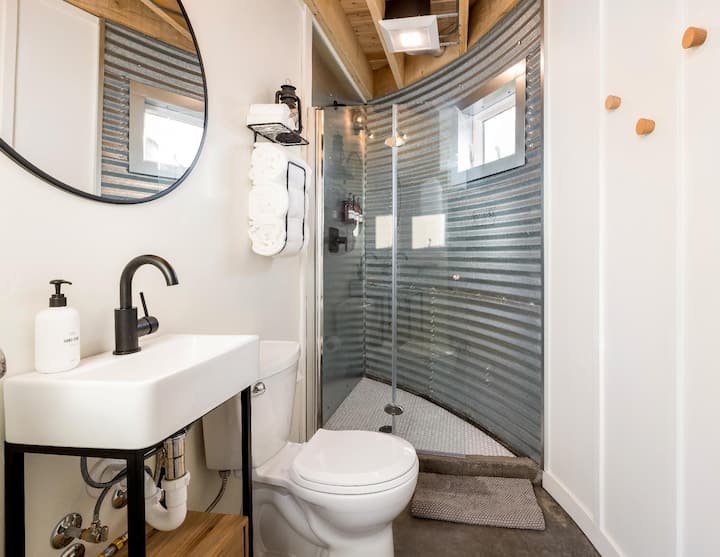 Private full bathroom with sustainable toiletries crafted from wholesome ingredients