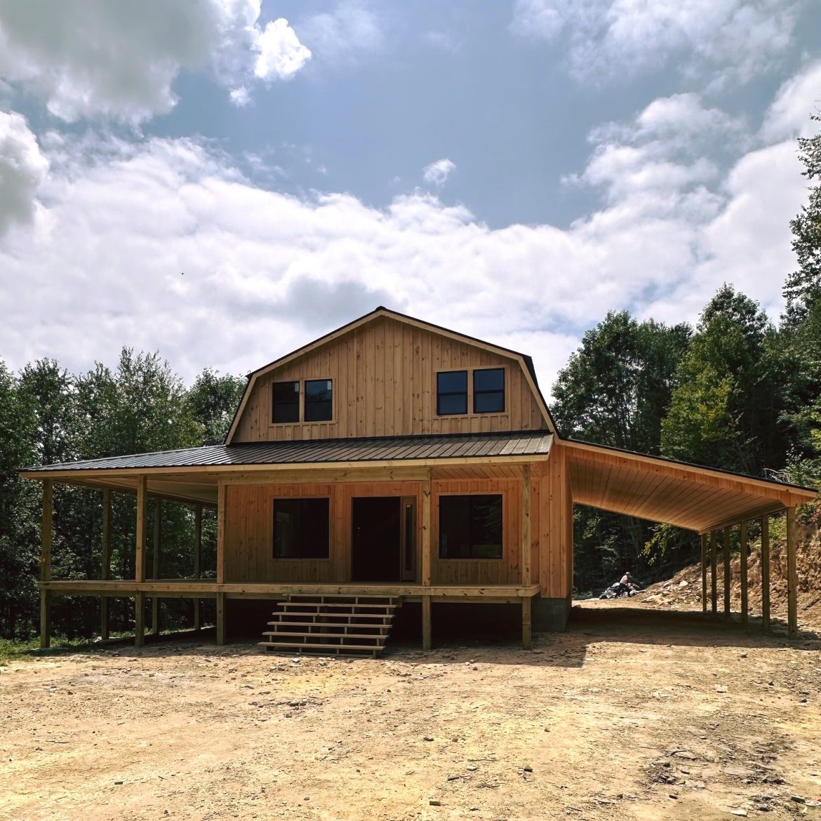 28x40 Amish Gambrel Cabin with 3-Sided Porches Just $80,400