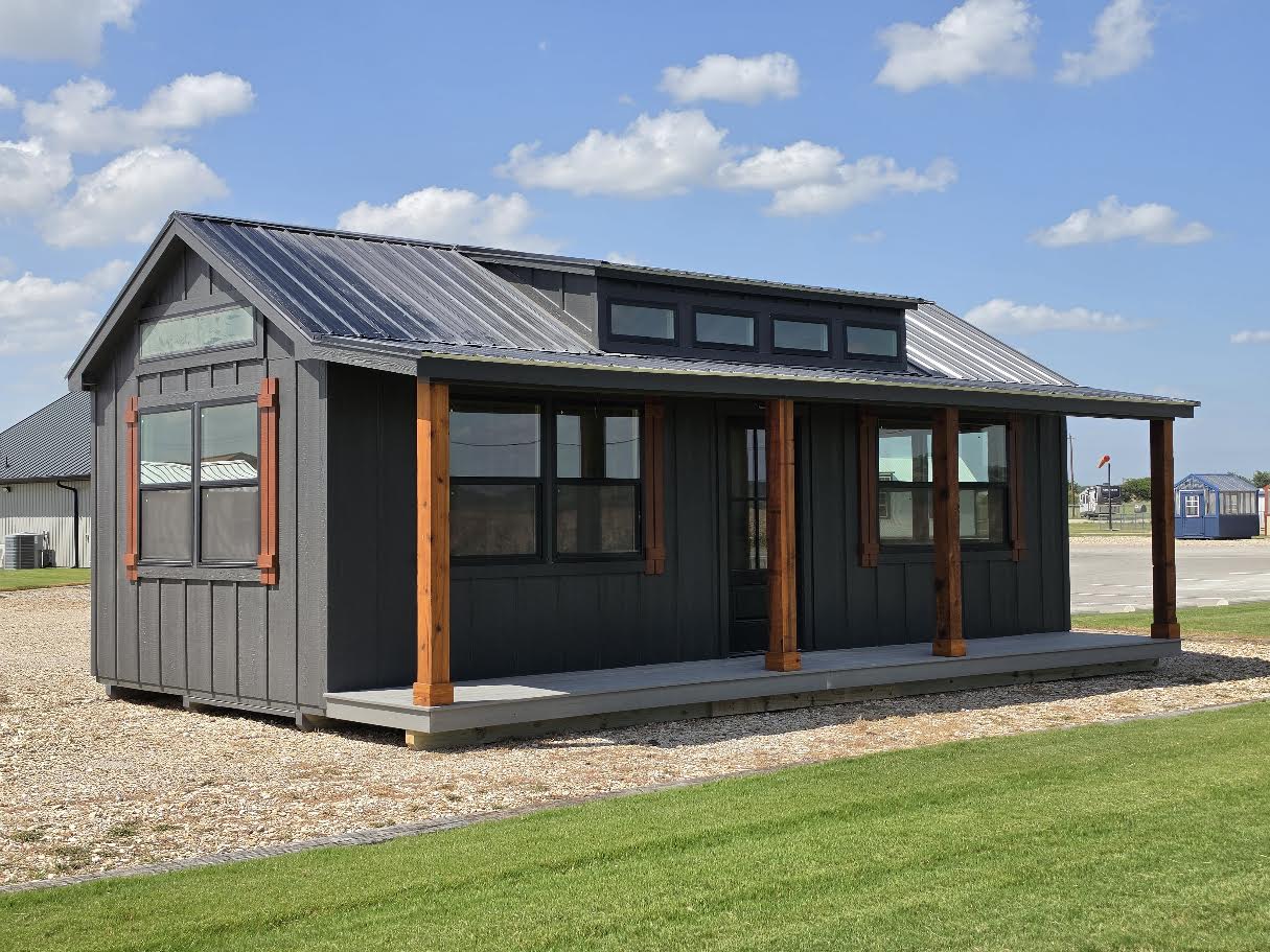 12x28 Dormer Cabin with Beautiful Interior & Charming Front Porch